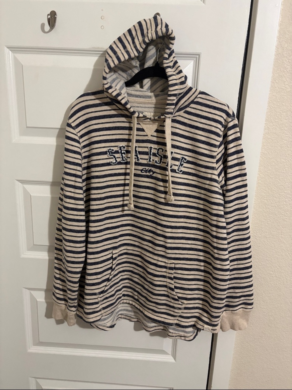 Blue 84 Navy & Cream Striped Hooded Pullover